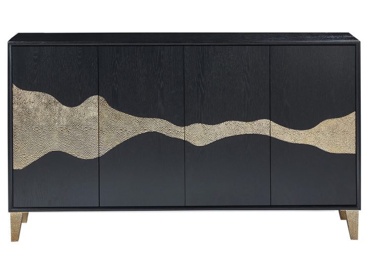 Komoda czarna z dekoracyjnymi frontami