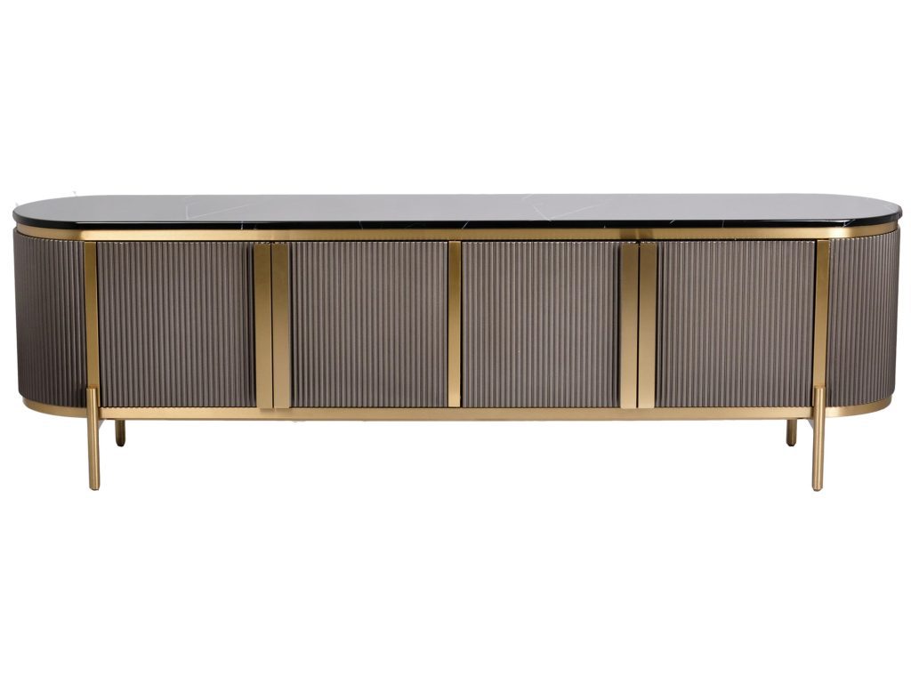 Komoda Grafitowa Marmur Złote Nogi – Eleganza