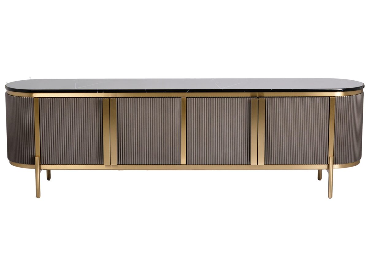 Komoda Grafitowa Marmur Złote Nogi – Eleganza