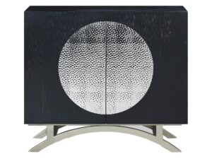 Czarna Komoda Chromowane Nogi Wzór Koła – Eleganza