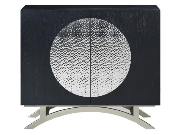 Komoda glamour w kolorze grafitowym z promienistym wzorem i złotymi detalami