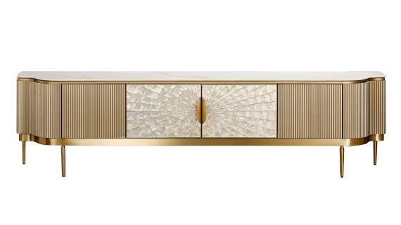 RTV Komoda Szampańska Muszla Morska Marmurowy Blat – Eleganza