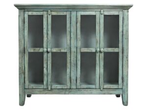 Rustykalna Komoda Turkusowa z Przeszklonymi Drzwiami – Avola