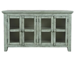 Turkusowo-Miętowa Komoda Rustykalna Przeszklone Drzwi – Avola