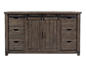 Rustykalna Komoda Ciemnobrązowa Drzwi Barn Doors – Avola
