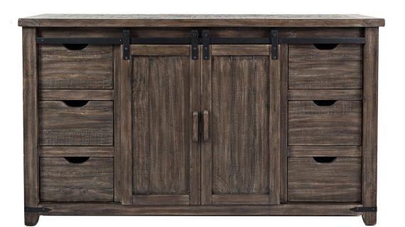Rustykalna Komoda Ciemnobrązowa Drzwi Barn Doors – Avola