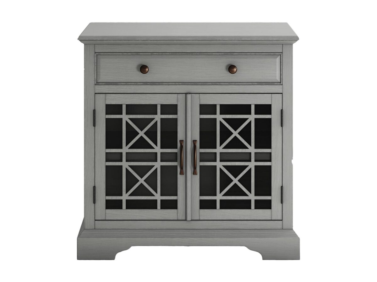 Komoda szaromiętowa z detalami naturalnego drewna – Avola