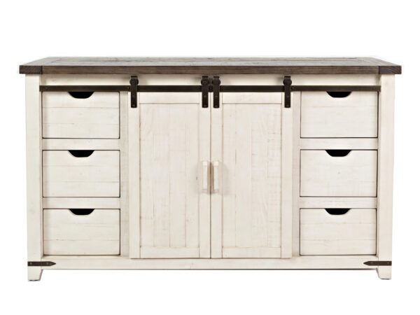 Komoda rustykalna z metalowymi dodatkami