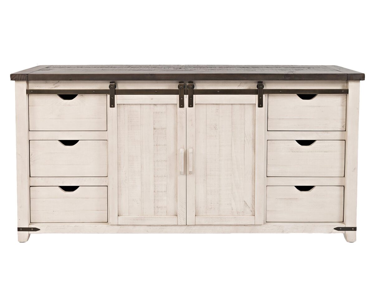 Rustykalna Komoda Sosnowa z Drzwiami Barn Doors – Avola