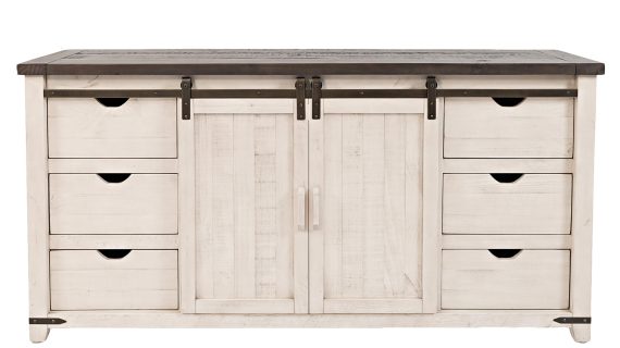 Rustykalna Komoda Sosnowa z Drzwiami Barn Doors – Avola