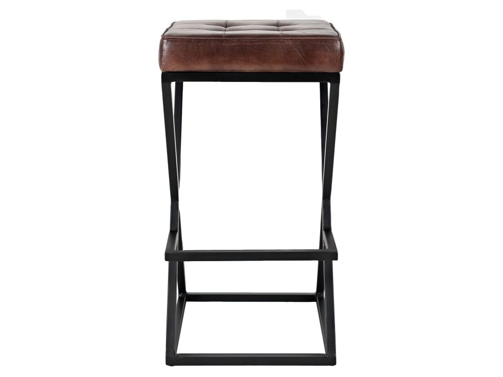 Hoker Tapicerowany Naturalna Skóra Ciemna Siena – Avola