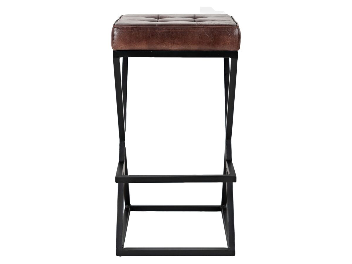 Hoker Tapicerowany Naturalna Skóra Ciemna Siena – Avola