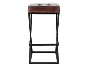 Hoker Tapicerowany Naturalna Skóra Ciemna Siena – Avola