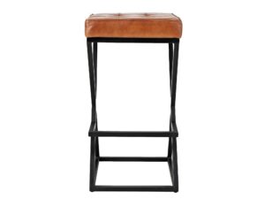 Tapicerowany Hoker z Naturalnej Skóry Rdzawo-Brązowy – Avola