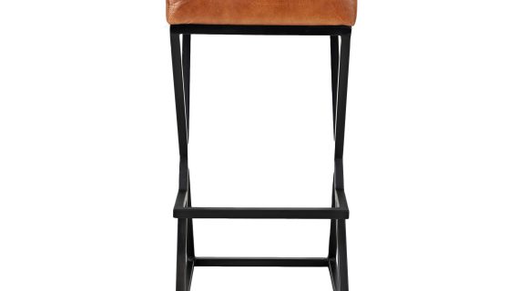 Tapicerowany Hoker z Naturalnej Skóry Rdzawo-Brązowy – Avola