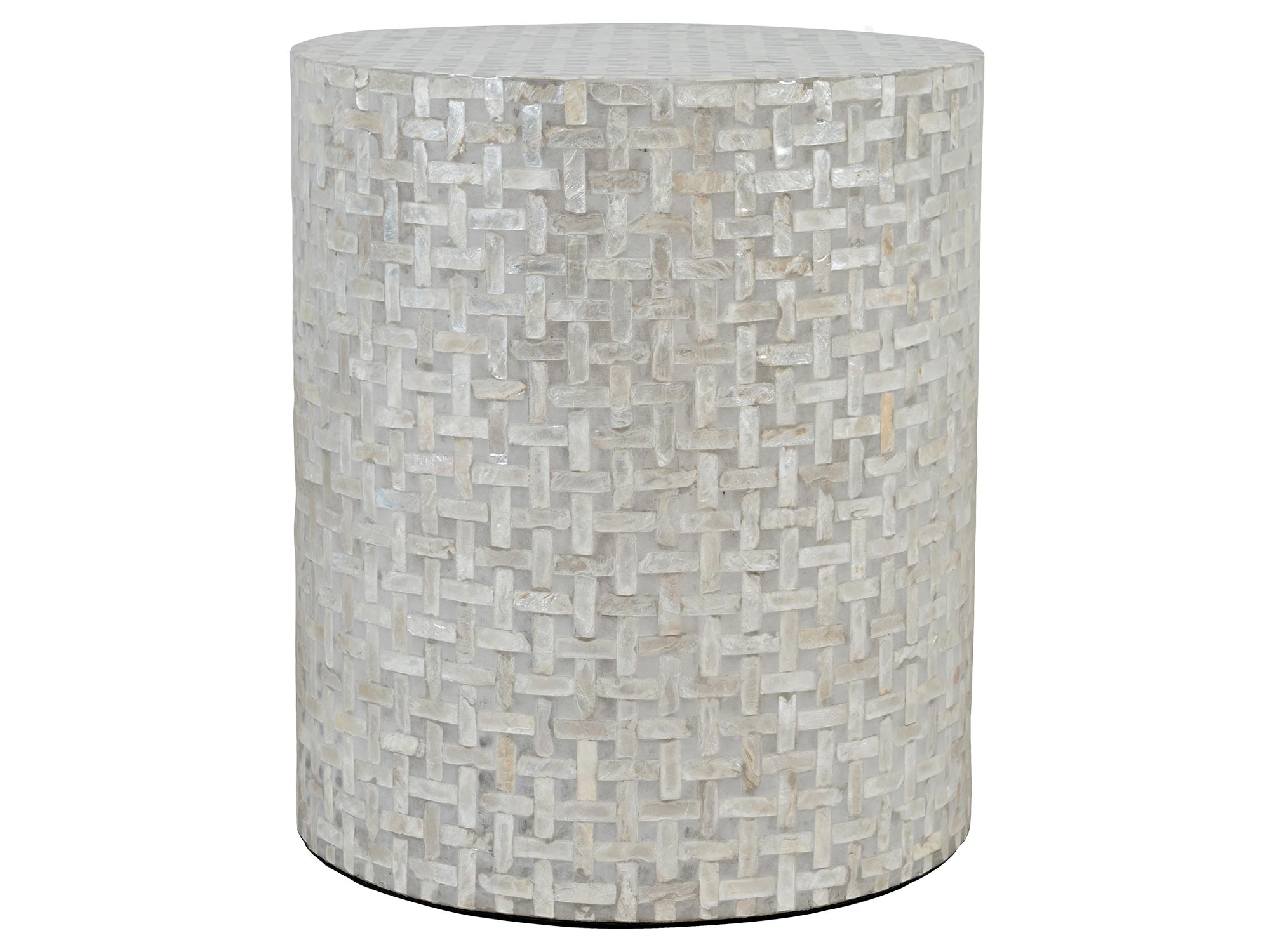 Beżowy stolik okrągły z muszli naturalnej Beżowy stolik okrągły z muszli naturalnej