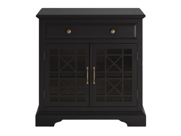 Komoda czarna z szufladą i drzwiczkami ażurowymi