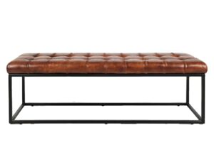 Ławka skórzana rdzawo-brązowa z czarnym stelażem – Avola