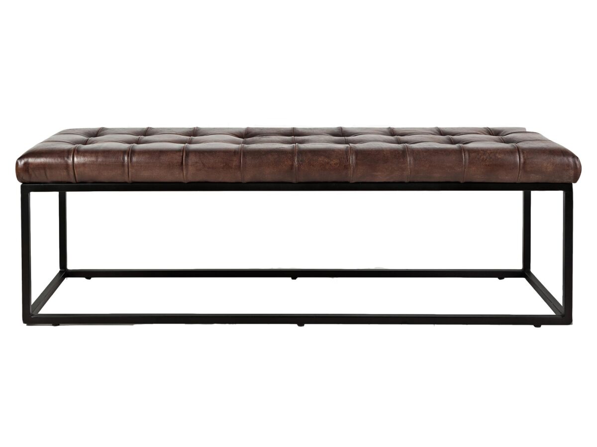 Tapicerowana ławka z ciemnej skóry – Sienna Palona – Avola