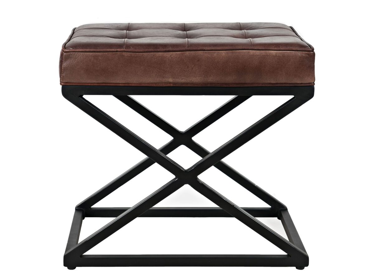 Tapicerowane siedzisko ciemnosienne z czarną ramą – Avola