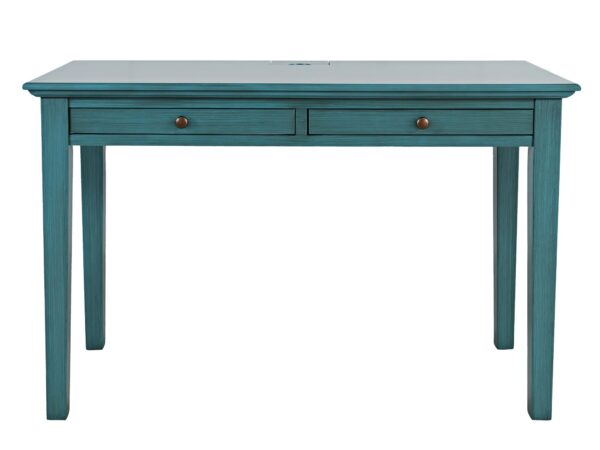 Biurko turkusowe z dwiema szufladami w stylu nowoczesnym