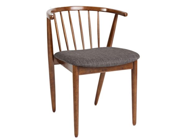 Krzesło drewniane z oparciem i siedziskiem tapicerowanym w stylu skandynawskim