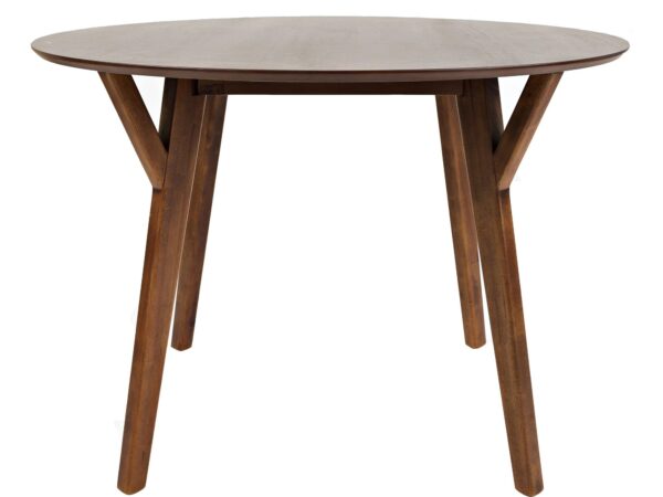 Stół okrągły drewniany w stylu skandynawskim z pochylonymi nogami