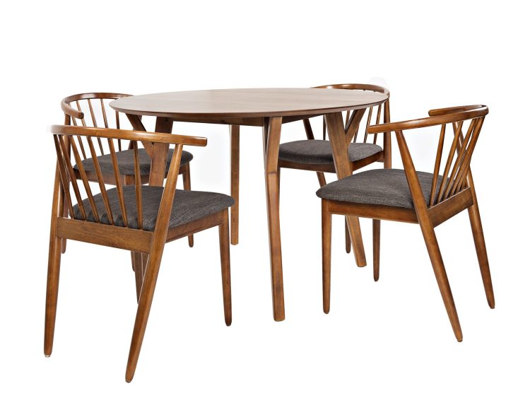 Designerski stół i krzesła drewniane w stylu mid-century do jadalni