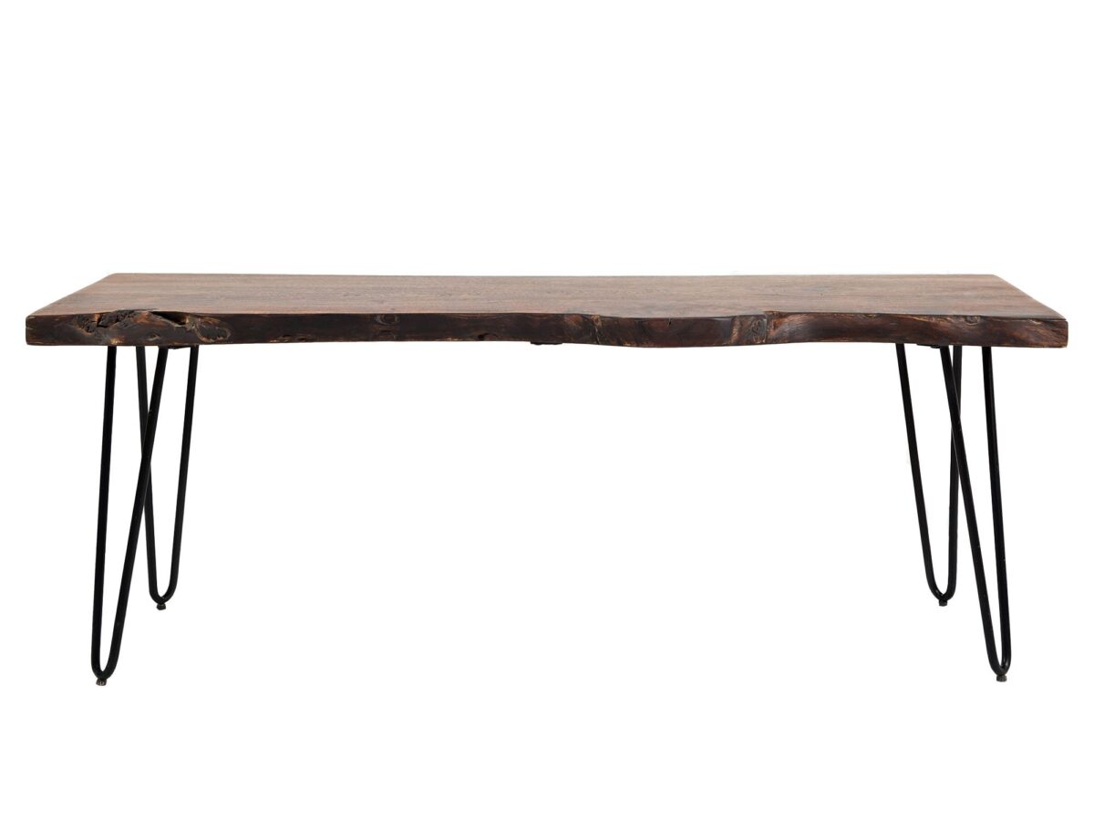 Ławka loftowa z orzechowym wykończeniem i metalem – Avola