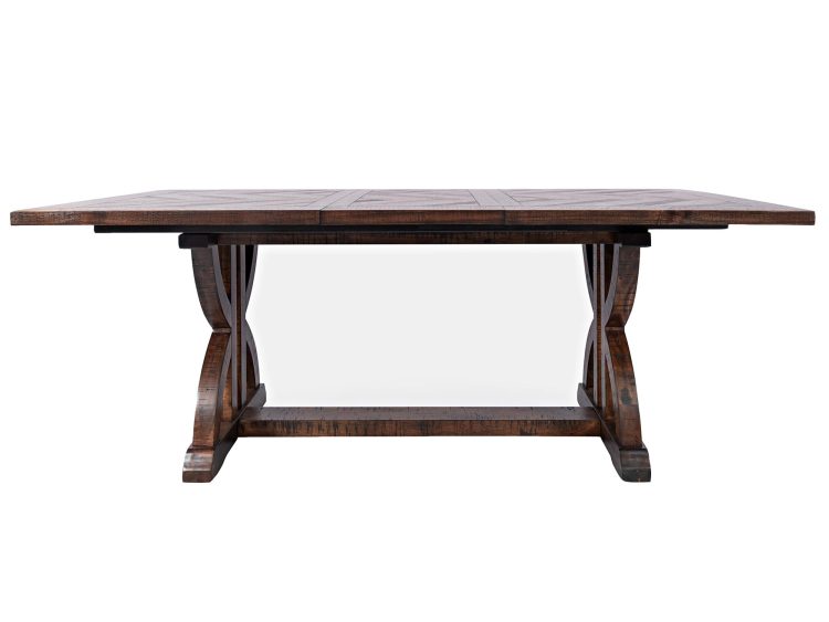 Stół jadalniany z litego drewna, masywne nogi krzyżakowe, styl farmhouse