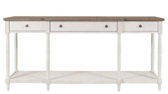 Kremowa Konsola Hampton Brązowy Blat Szuflady – Avola