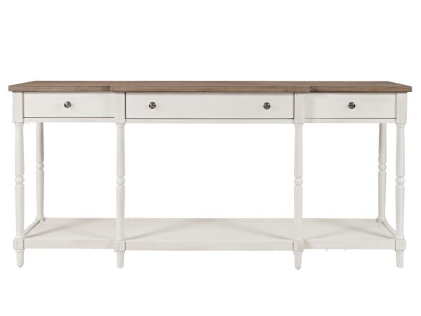 Komoda drewniana z frontami w stylu rustykalnym, czarnymi metalowymi nogami i dekoracyjnym geometrycznym wzorem w kolorze czerni