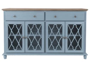 Jasnoniebieska Komoda Przeszklone Drzwi ze Szprosami – Avola