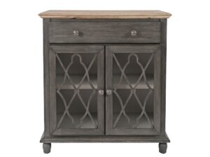 Komoda brązowo-szara z jasnym blatem i szkłem – Avola