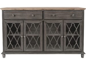 Brązowoszara Komoda Przeszklone Drzwi Szprosy – Avola