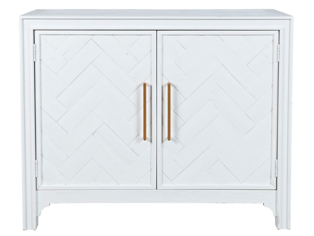 Elegancka Komoda Biała Intarsje Złote Uchwyty – Avola