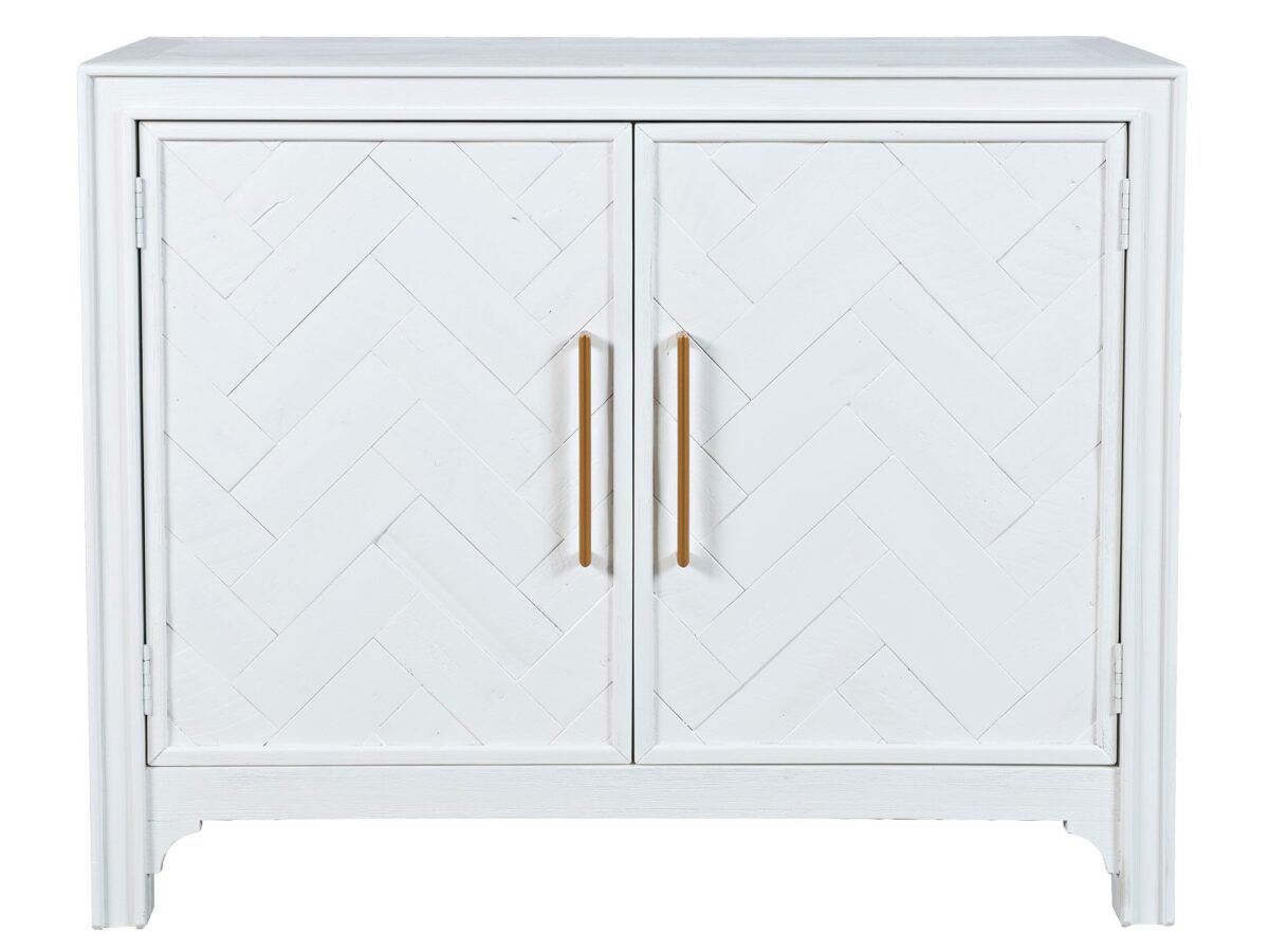 Elegancka Komoda Biała Intarsje Złote Uchwyty – Avola