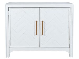 Elegancka Komoda Biała Intarsje Złote Uchwyty – Avola