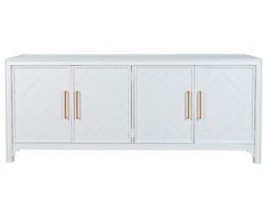 Biała Komoda Intarsjowane Drzwi Złote Uchwyty – Avola