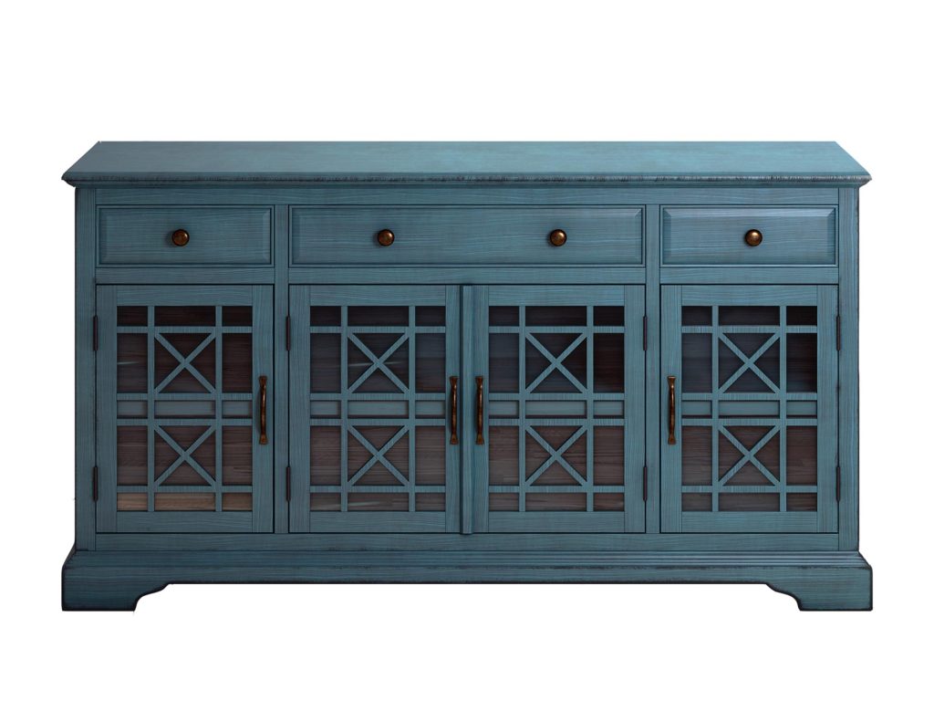 Ciemnoniebieska komoda z dekoracyjnym wykończeniem – Avola