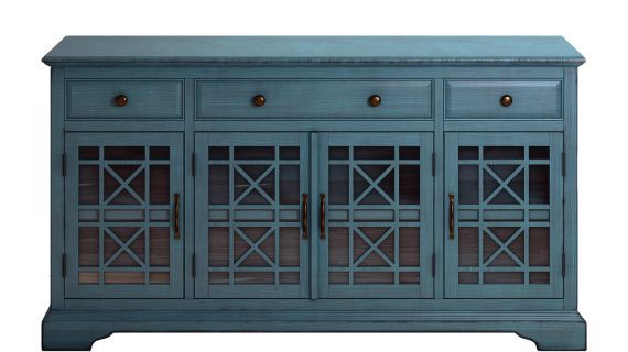 Ciemnoniebieska komoda z dekoracyjnym wykończeniem – Avola