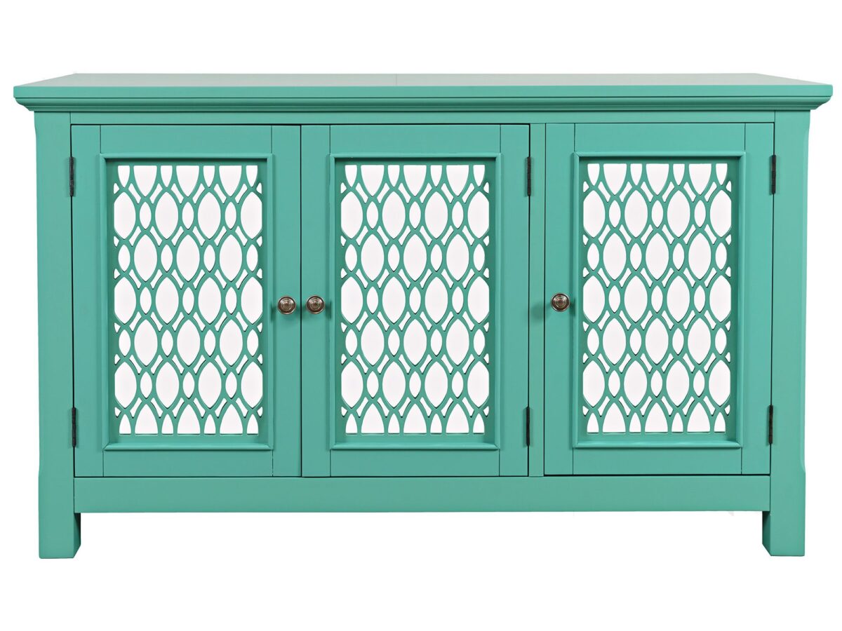 Zielono-Turkusowa Komoda Drzwi Lustrzane Szprosy – Avola