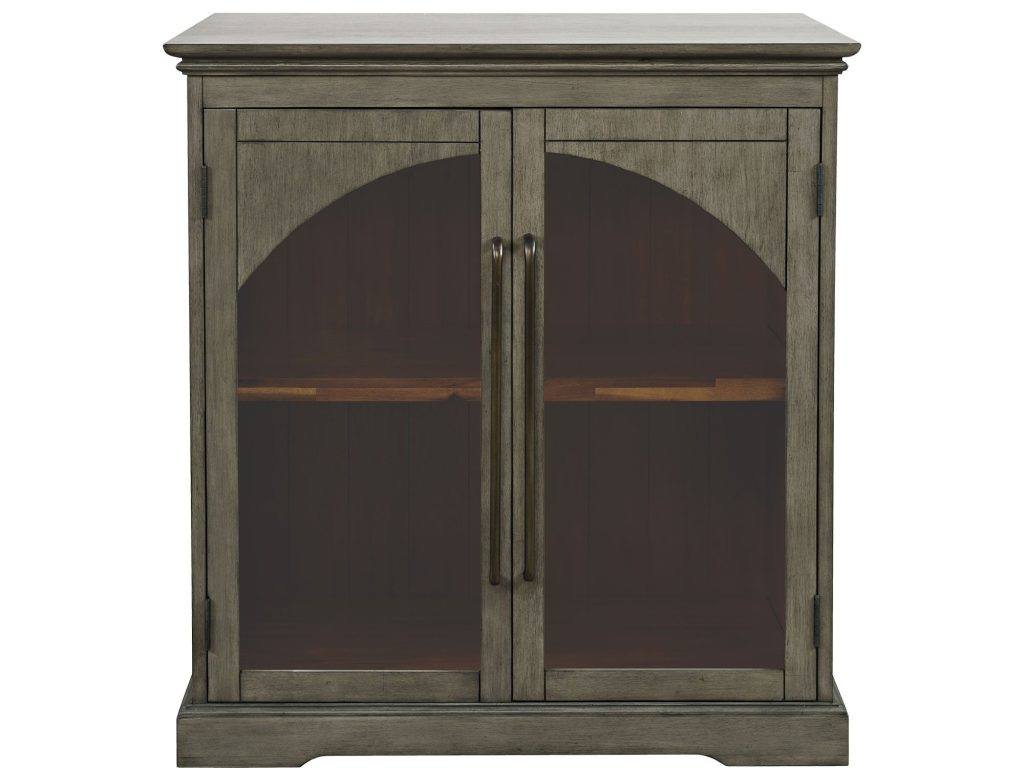 Szaro-Oliwkowa Komoda Przeszklone Drzwi Ozdobne Łuki – Avola