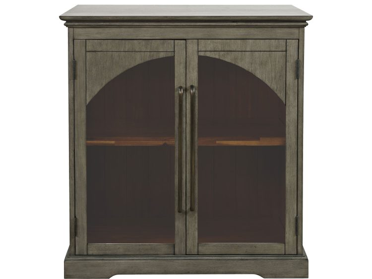 Witryna w kolorze grafitowym z przeszklonymi drzwiami i oświetleniem LED