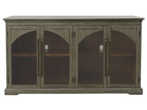 Komoda Szaro-Oliwkowa Cztery Przeszklone Drzwi Ozdobne Łuki – Avola