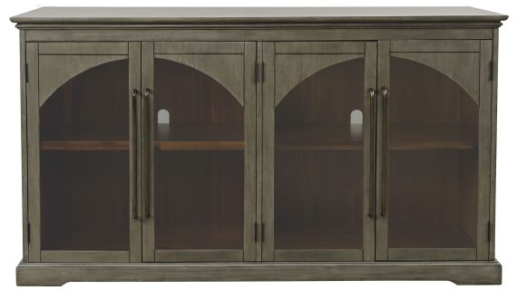 Komoda Szaro-Oliwkowa Cztery Przeszklone Drzwi Ozdobne Łuki – Avola