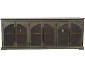 Komoda Oliwkowo-Szara Ozdobne Łuki Przeszklone Drzwi – Avola
