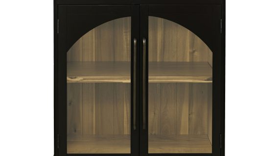 Czarna Komoda Dwoje Drzwi Przeszklonych Ozdobne Łuki – Avola