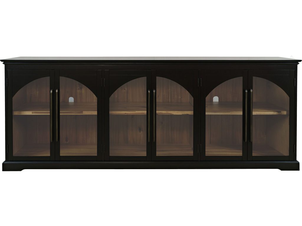 Czarna Komoda Sześć Przeszklonych Drzwi Ozdobne Łuki – Avola