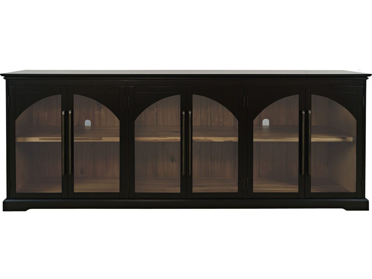 Czarna Komoda Sześć Przeszklonych Drzwi Ozdobne Łuki – Avola